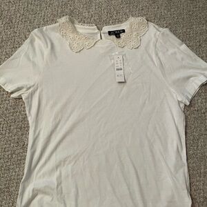 J. Crew NWT Off-White Lace-collar T-shirt
